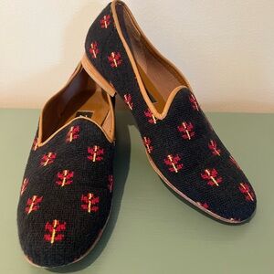ZALO Loafer Flats Womens 8 With Red Aztec Needlepoint Made In Spain Casual Shoe